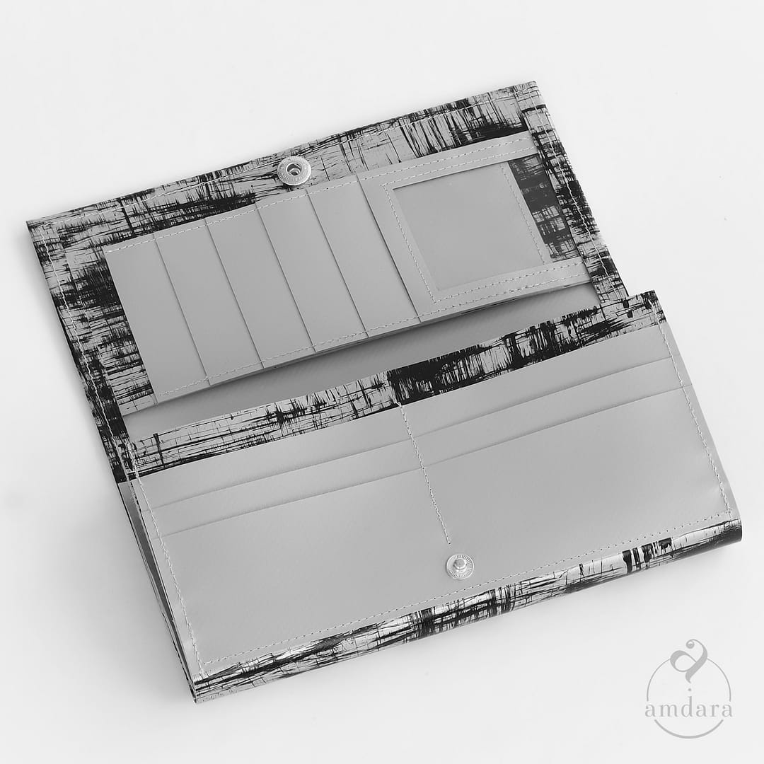 Grosses Portmonee, XL- Portmonnaie mit vielen Fächern aus Blache