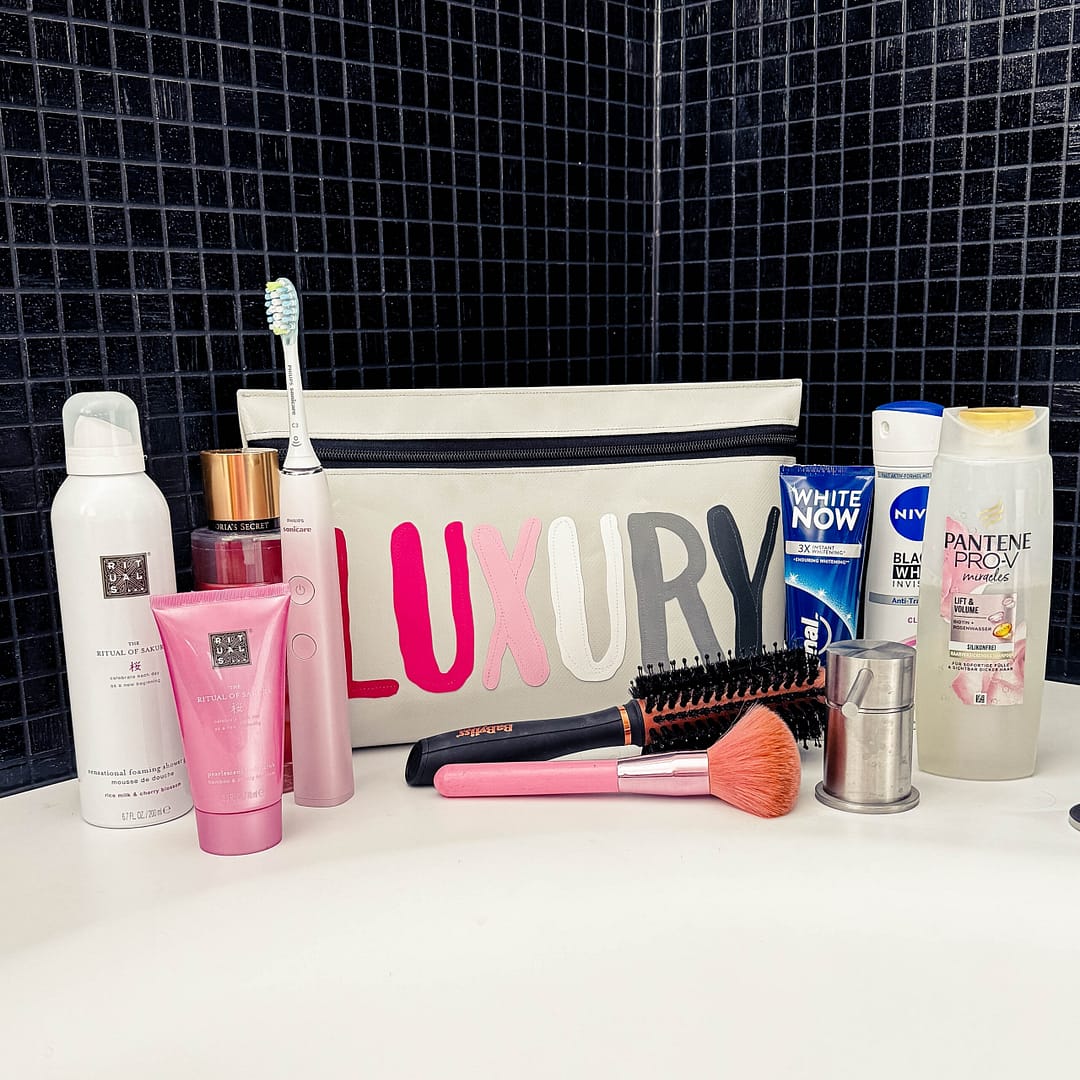 Necessaire, Kulturbeutel, Kosmetiktasche gross, auswaschbar, aus Blache