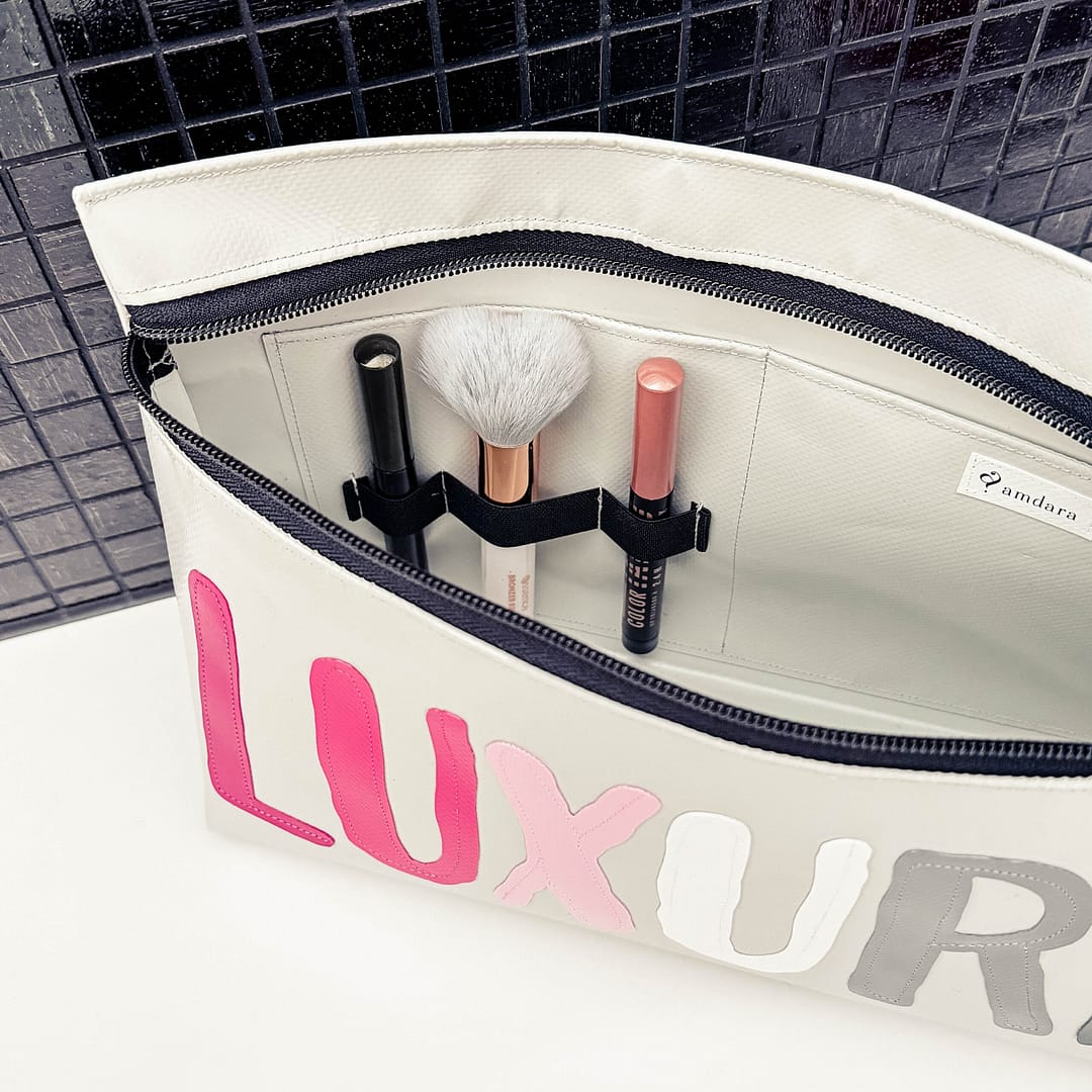 Necessaire, Kulturbeutel, Kosmetiktasche gross, auswaschbar, aus Blache