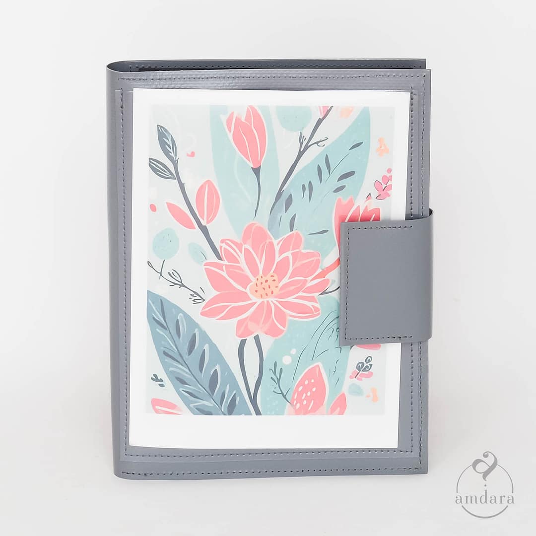 Schreibmappe, Notizblock A6 aus Blache, mit Fach für Postkarte 7Foto