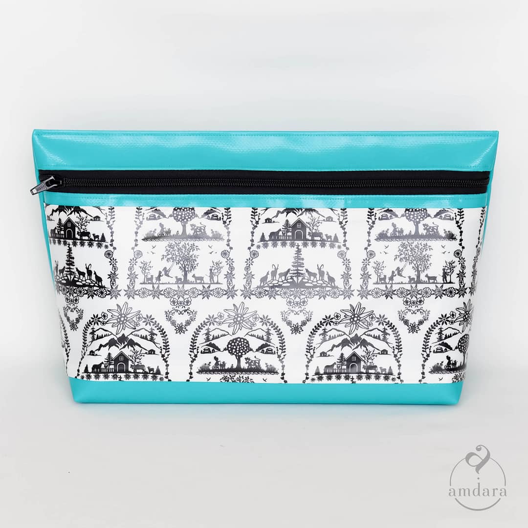 extra grosses Necessaire, Kulturbeutel XL, Kosmetiktasche gross, auswaschbar, aus Blache