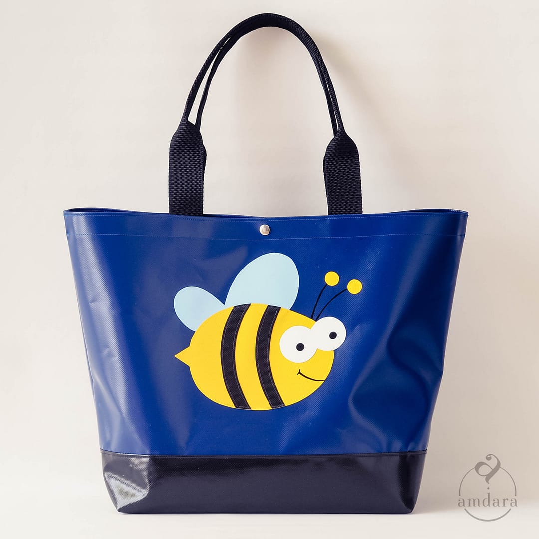Shopper Tasche, XL Tasche, Einkaufstasche aus Blache, mit Regenbogen marineblau