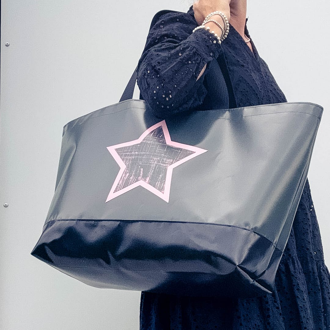 Shopper Tasche Maxi, XL Tasche, grosse Badetasche, Einkaufstasche aus Blache