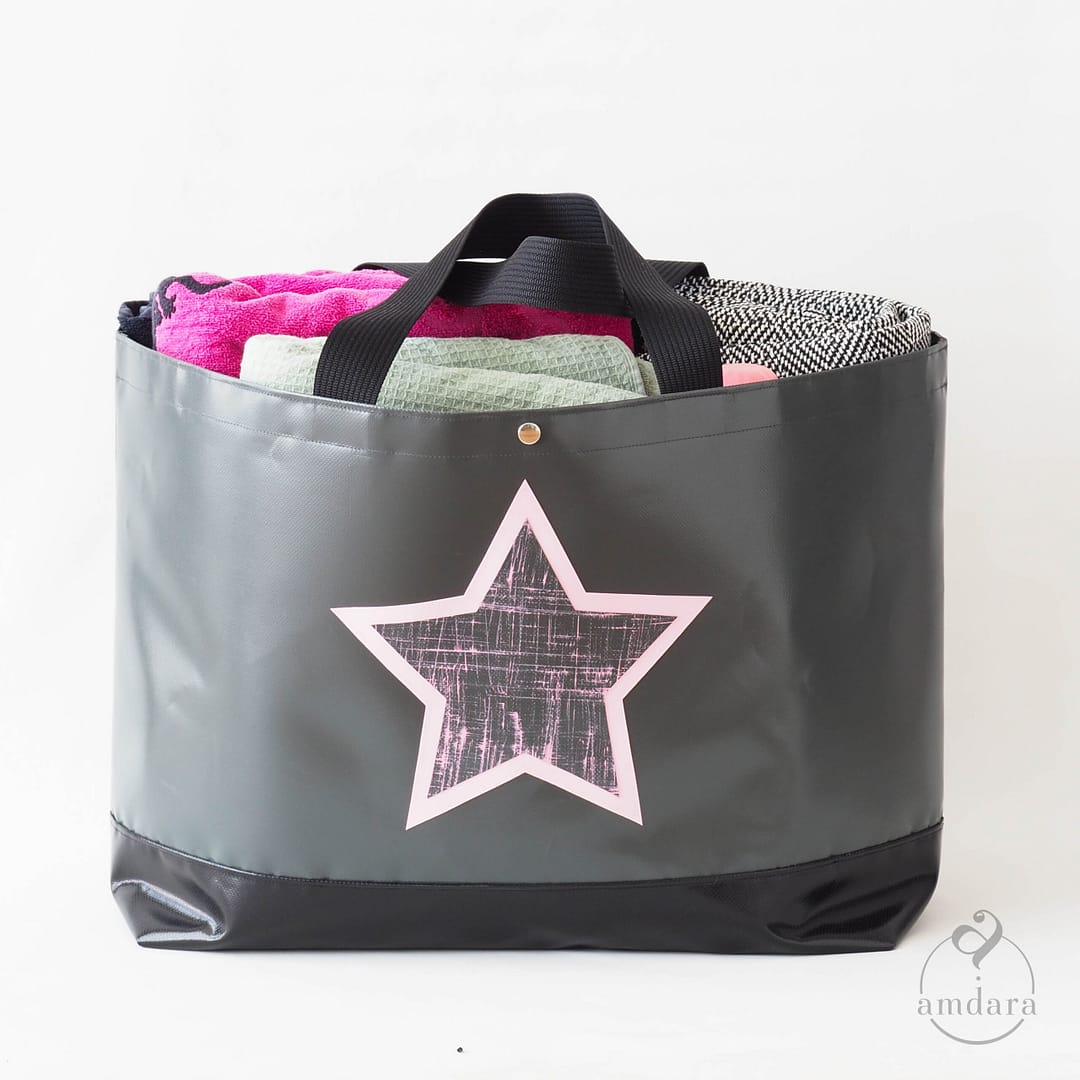 Shopper Tasche Maxi, XL Tasche, grosse Badetasche, Einkaufstasche aus Blache