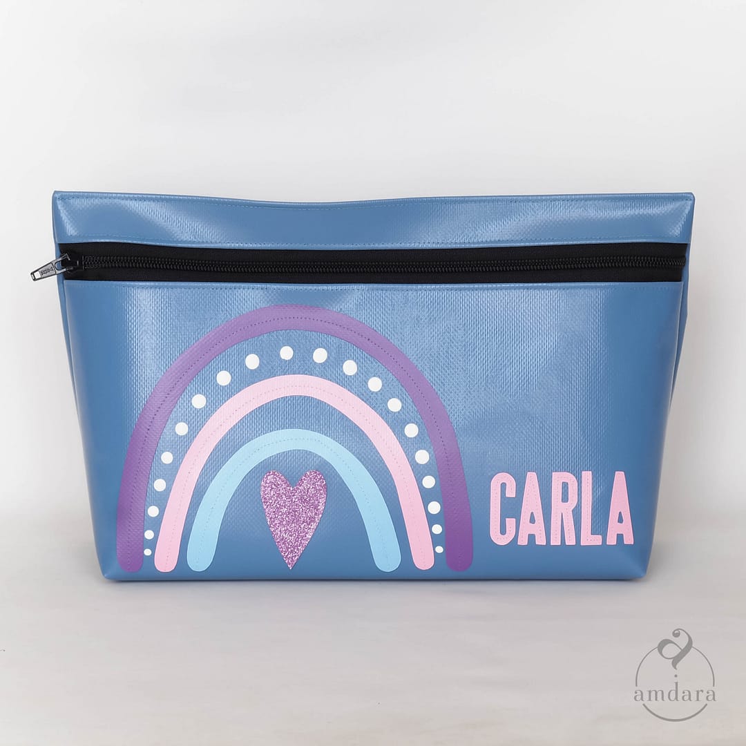 extra grosses Necessaire, Kulturbeutel XL, Kosmetiktasche gross, auswaschbar, aus Blache