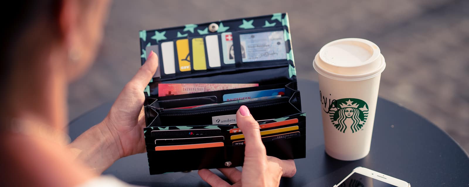 Grosses Portmonee, XL- Portmonnaie mit vielen Fächern aus Blache