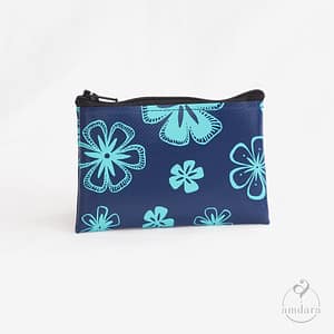 Täschchen Najuk S - Blumen Print türkis auf marineblau