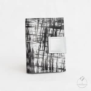 Kreditkartenetui - Stripes Print schwarz auf silber