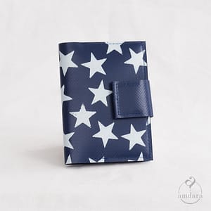 Kreditkartenetui - Sterne Print weiss auf marineblau